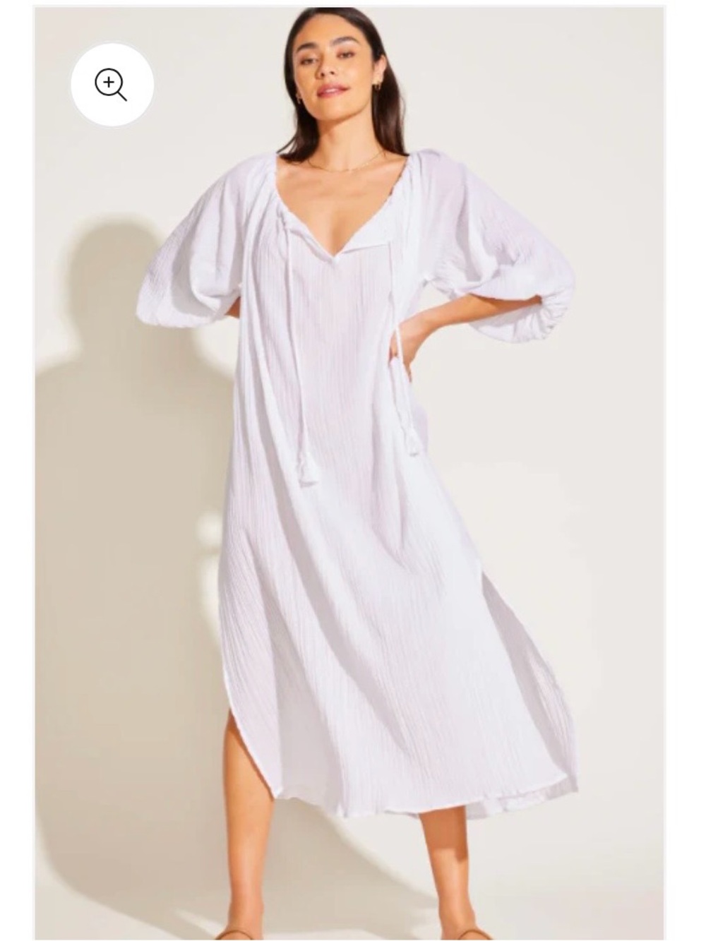 NWT Vitamin A costa caftan | white crinkle organic cotton